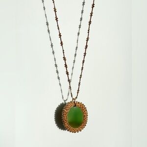 Chan Luu 925 Sterling Silver Vintage‎ Jade Necklace.